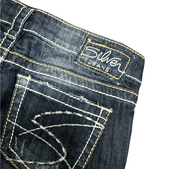 Silver Jeans Women’s Santorini Capri Blue Denim Distressed Size 25 - Picture 5 of 11